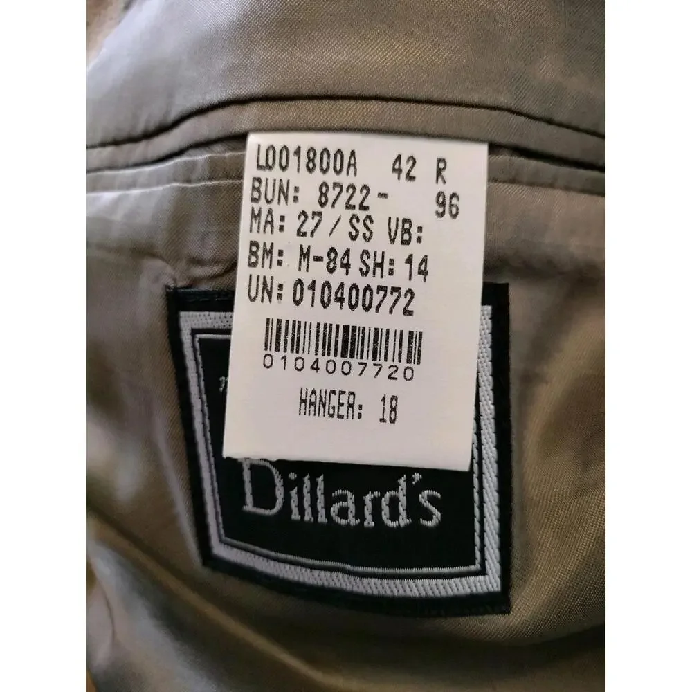 NWT RALPH Ralph Lauren 42R Tan Faux Suede‎ Sport Coat Made in Canada Dillard’s